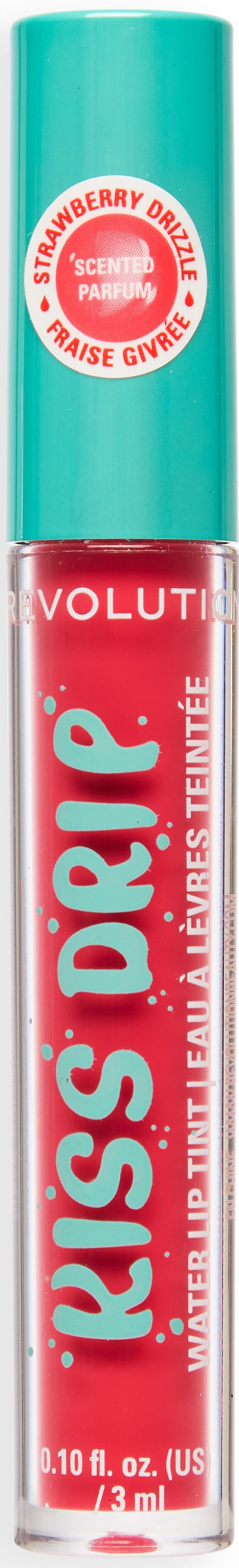 Revolution Kiss Drip Water Lip Tint Glossy Strawberry Drizzle with Hyaluronic Acid