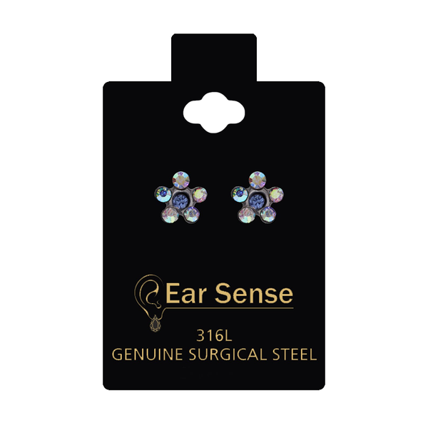 Ear Sense Daisy Crystal Earrings Gold-Plated Stainless Steel Aqua D20, 1 Pair
