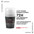 Vichy Homme Sensitive Skin Roll-On Deodorant 72-Hour Protection 50 ml