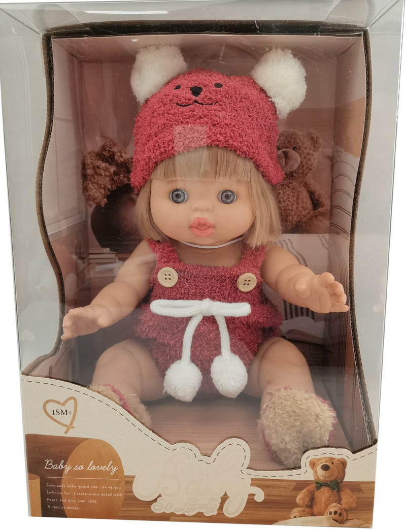 Qisen 14 Cuddly Baby Doll Soft Huggable Body with Hat, 1 Pc