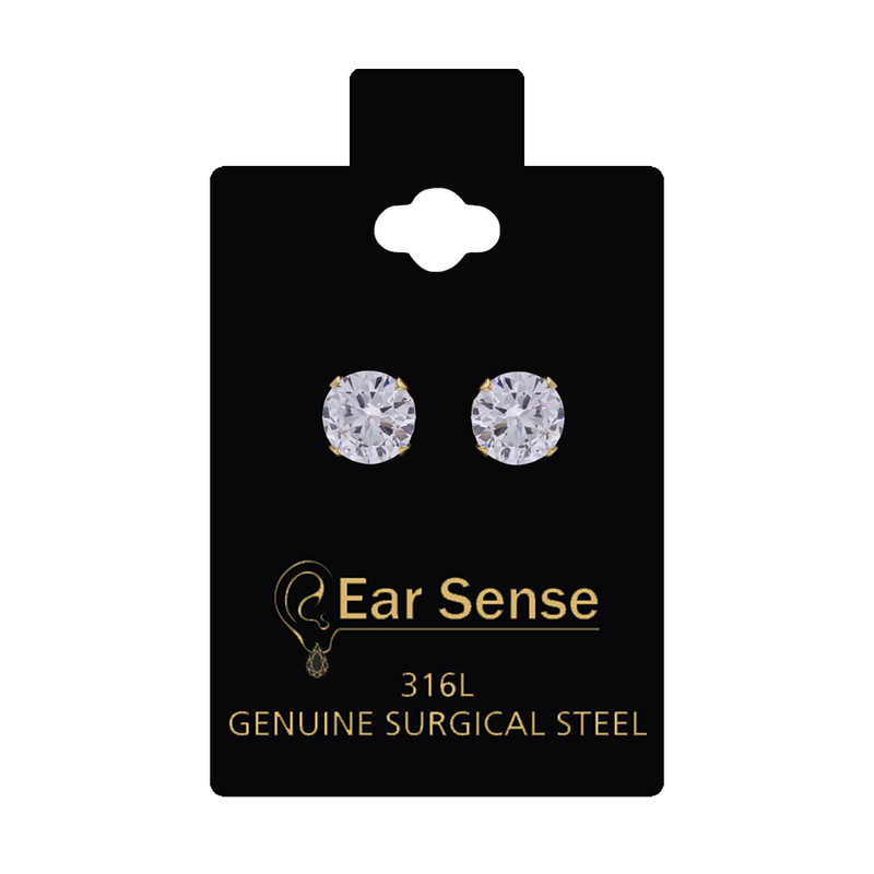 Ear Sense 5 mm D28 Gold-Plated Earrings with Zircon Stones, 1 Pair