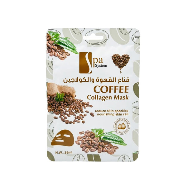 Spa System Coffee & Collagen Sheet Face Mask Hydrating Nourishing 28ml