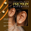 Ear Sense 4 mm Gold-Plated Stainless Steel Earrings with Genuine Zircon Stones, D43, 1 Pair
