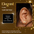 Ear Sense 4 mm Gold-Plated Stainless Steel Earrings with Genuine Zircon Stones, D43, 1 Pair