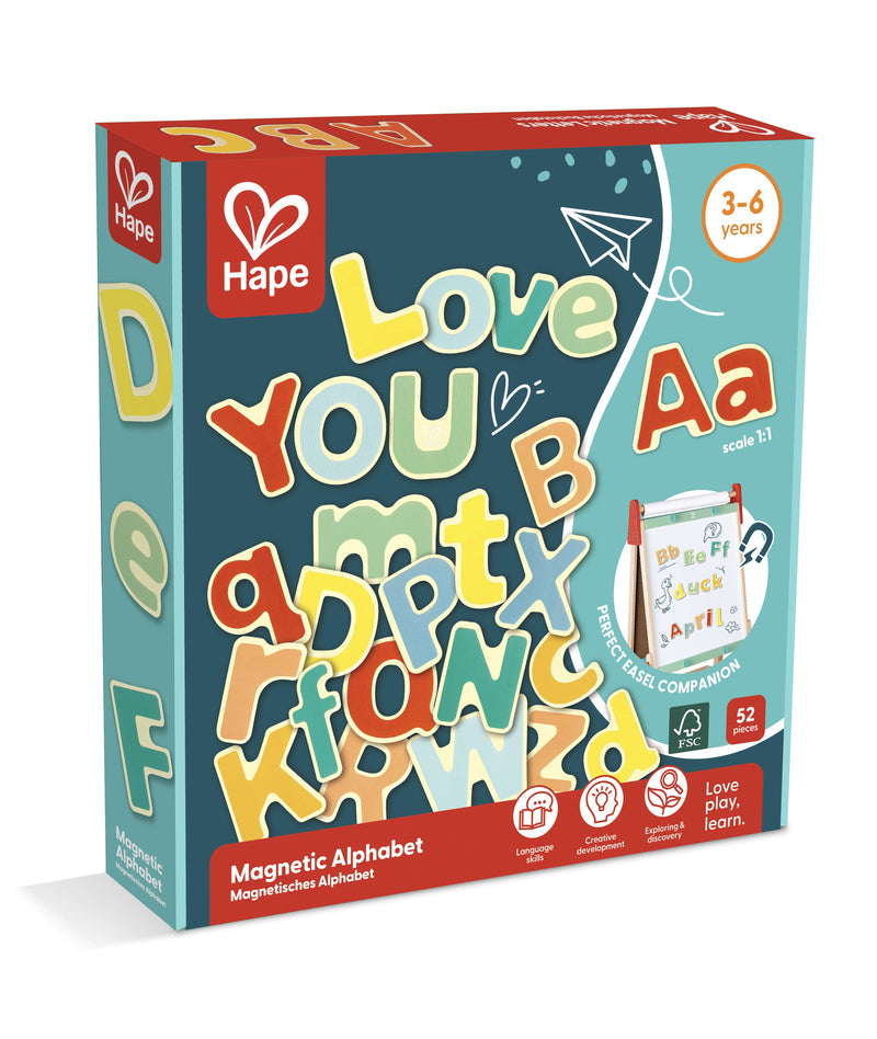Hape Wooden Magnetic Alphabet Letters, Uppercase and Lowercase, 52 Pieces, Ages 3Y+