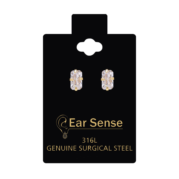 Ear Sense Earrings Gold-Plated Stainless Steel with Zircon Stones Hypoallergenic Design