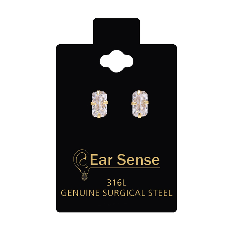 Ear Sense Earrings Gold-Plated Stainless Steel with Zircon Stones Hypoallergenic Design