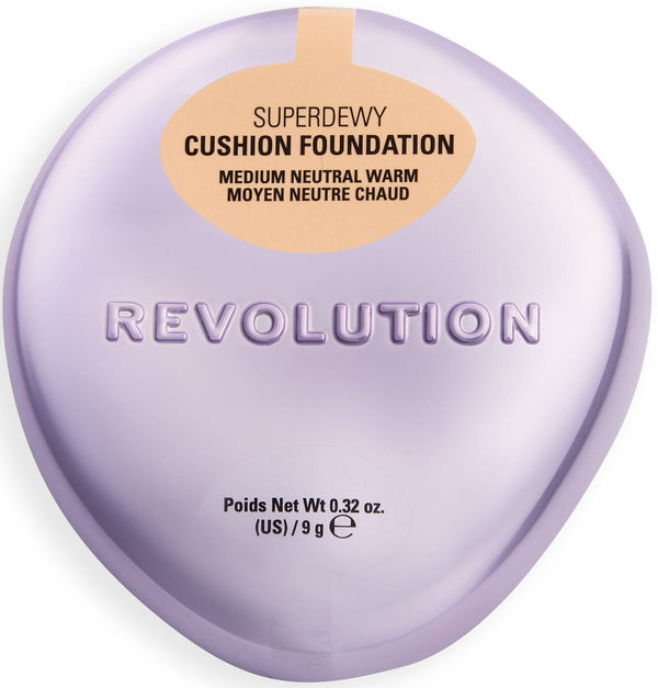 Revolution Superdewy Cushion Foundation Dewy Finish Peptides Medium Neutral Warm