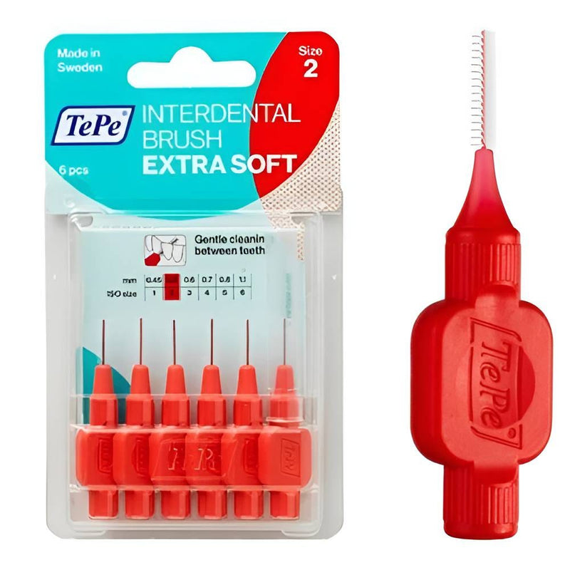 TePe Ultra-Soft Interdental Brushes Red 0.5 mm Plant-Based 6 Pieces
