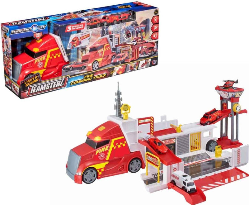 Teamsterz Fire Command Truck Playset with Lights, Siren and Die-Cast Vehicles