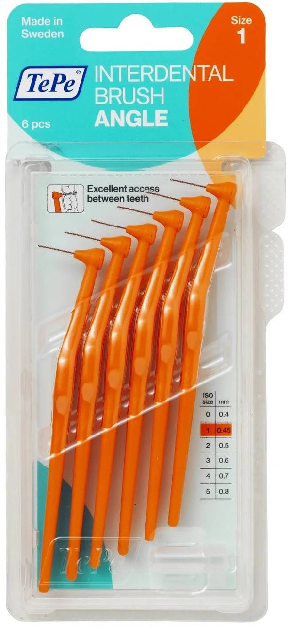 TePe Angled Interdental Brushes Orange 0.45 mm 6 Pieces