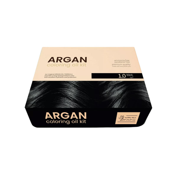 Argan Kit Hair Coloring Oil Kit Permanent Formula Black 1.0 Full Kit