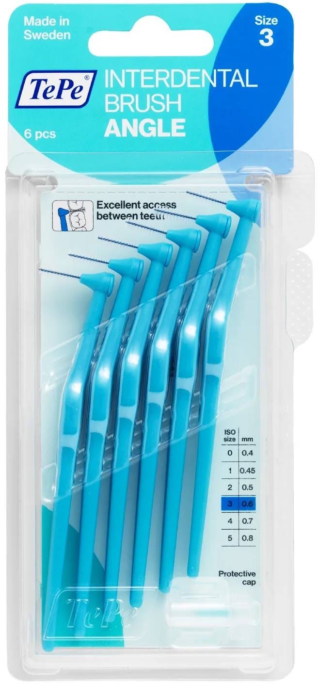 TePe Angle Interdental Brushes Blue 0.6 mm 6 Pieces