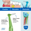 TePe Angle Interdental Brushes Angled Head Plastic-Coated Wire Assorted Sizes 6 Pieces