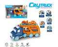 Xin Peng Yu PC66-03 City Truck Transporter with Light and Sound, 4 Pull-Back Vehicles