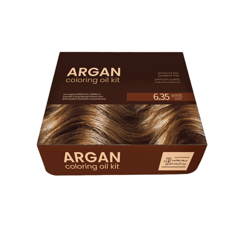 Argan Hair Coloring Oil Kit Permanent Caramel 6.35 with Argan Oil