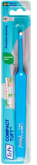 TePe Compact Tuft Single-Tuft Toothbrush Firm Dome-Shaped Bristles for Tight Spaces, 1 Piece