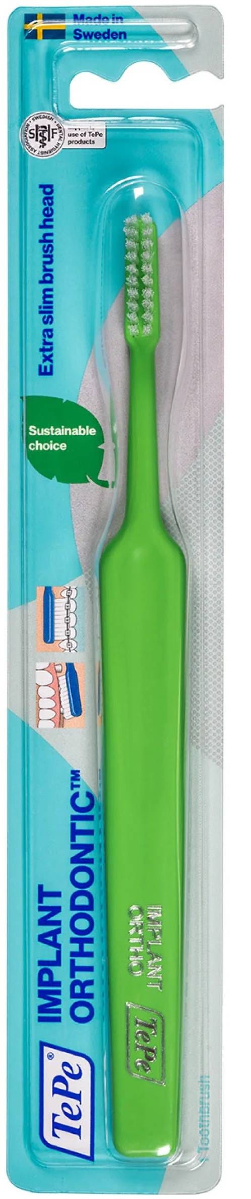 TePe Implant Orthodontic Toothbrush Soft Two-Row Narrow Brush Head 1 Pc
