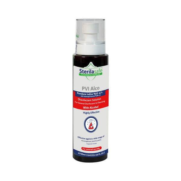 Sterilasafe PVI Alco Antiseptic Solution Povidone-Iodine 10% 30% IPA 250 ml