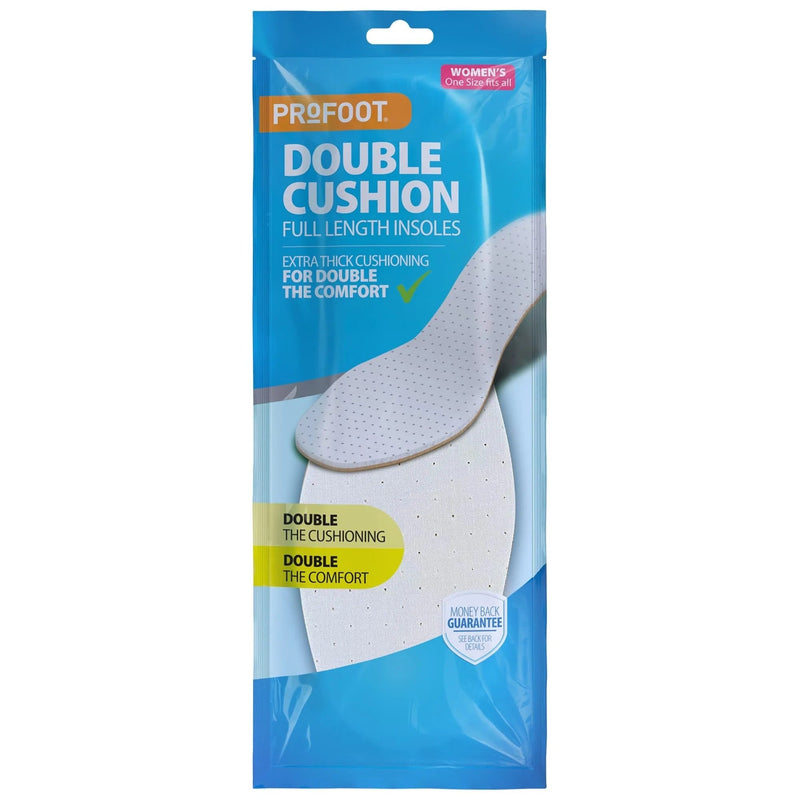 Profoot Double Cushion Women's Full-Length Insoles, Dual-Layer, 1 Pair