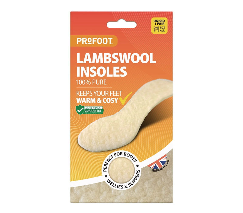 Profoot Lambswool Insoles Warmth and Comfort One Size Fits UK 2-11, 1 Pair
