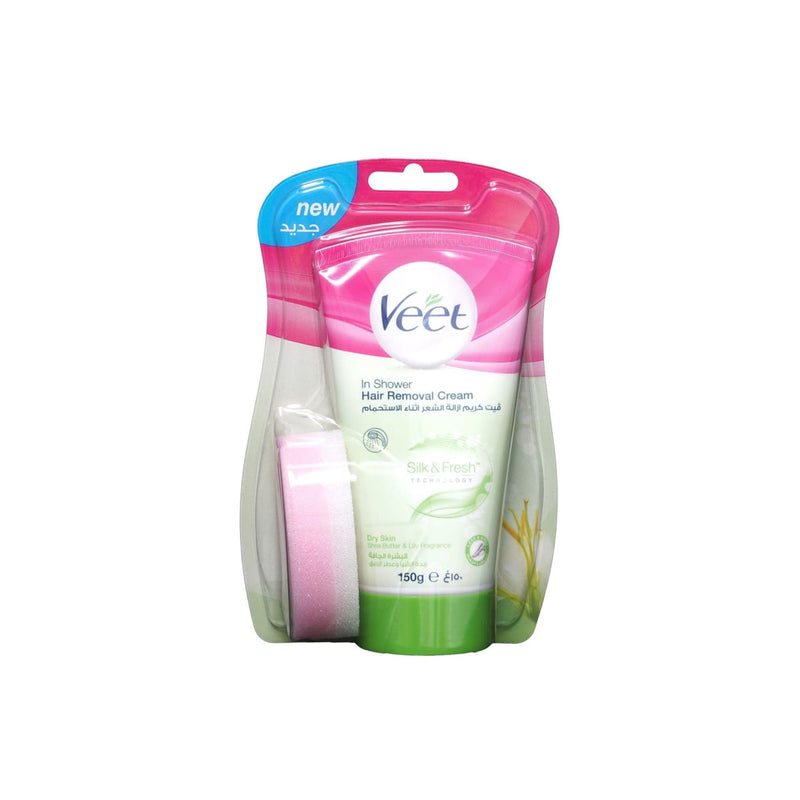 Veet In-Shower Hair Removal Cream for Dry Skin Lotus Milk Jasmine 150 ml