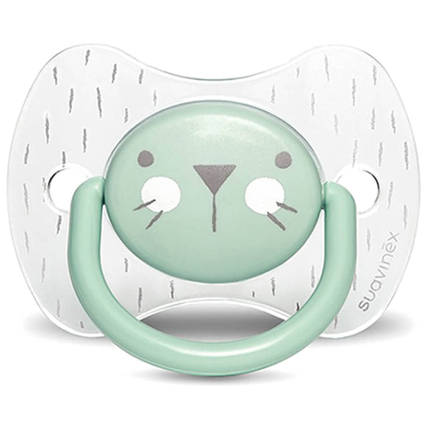 Suavinex Premium Physiological Silicone Soother Flat Symmetrical Teat Whiskers Green 6-18 Months 1 Piece