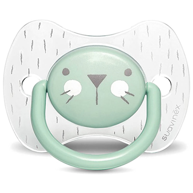 Suavinex Premium Physiological Silicone Soother Flat Symmetrical Teat Whiskers Green 6-18 Months 1 Piece