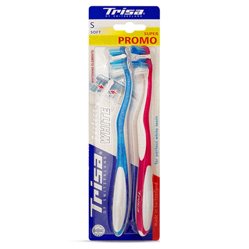 Trisa Soft Toothbrushes Ergonomic Handle Gentle Bristles 2 Pack