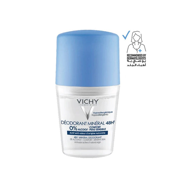 Vichy 48-Hour Mineral Aluminum-Free Deodorant Roll-On Zinc Gluconate 2 x 50ml