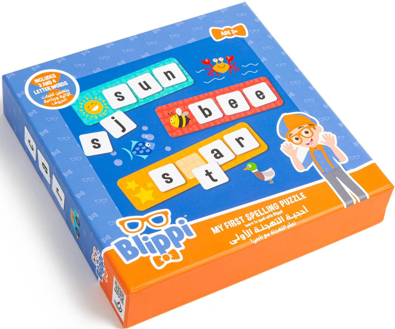 Blippi My First Spelling Puzzle, 10 Three-Letter Spelling Cards, Ages 3 Years+