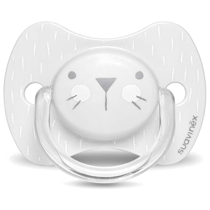 Suavinex Premium Physiological Soother Silicone Flat Symmetrical Teat Whiskers Grey 0-6 Months