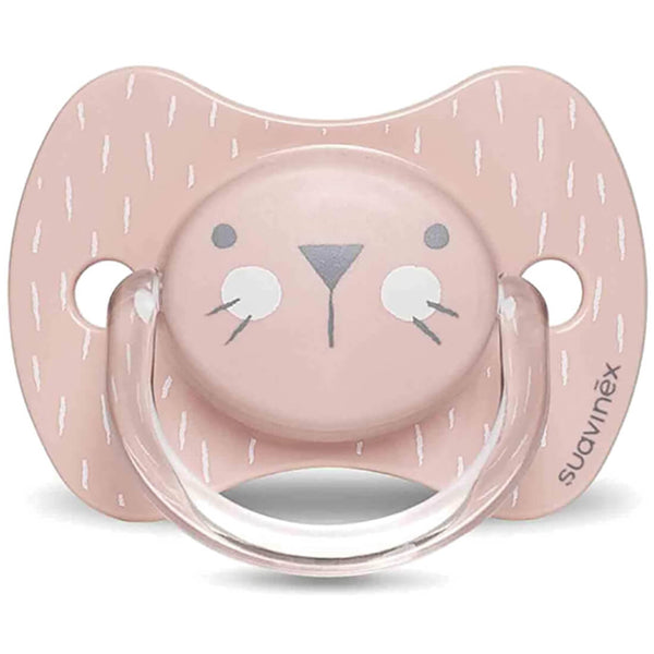 Suavinex Premium Physiological Silicone Soother, Symmetrical Flat Teat, Pink, Suitable from Birth to 6 Months