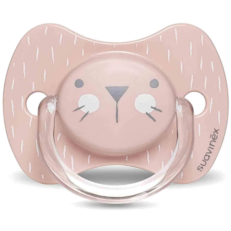 Suavinex Premium Physiological Silicone Soother, Symmetrical Flat Teat, Pink, Suitable from Birth to 6 Months