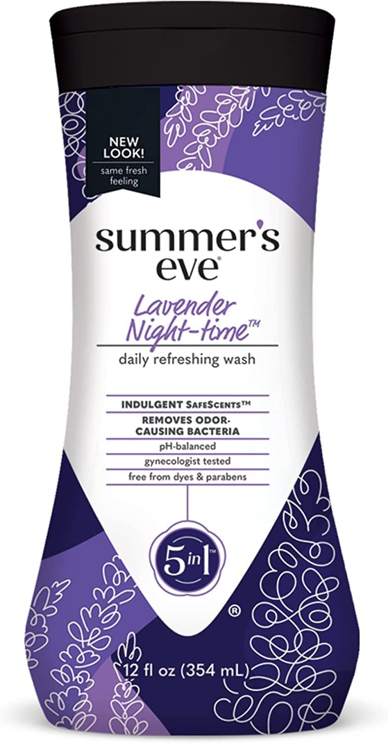 Summer's Eve Lavender Nighttime Intimate Wash Liquid pH-Balanced Lavender Amber 12 fl oz