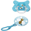 Suavinex Premium Physiological Soother, Silicone, 4-18 Months, Oval Bee Blue with Clip
