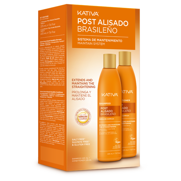 Kativa Post Straightening Aftercare Treatment Kit, Sulfate-Free Shampoo and Conditioner, Keraliss Complex