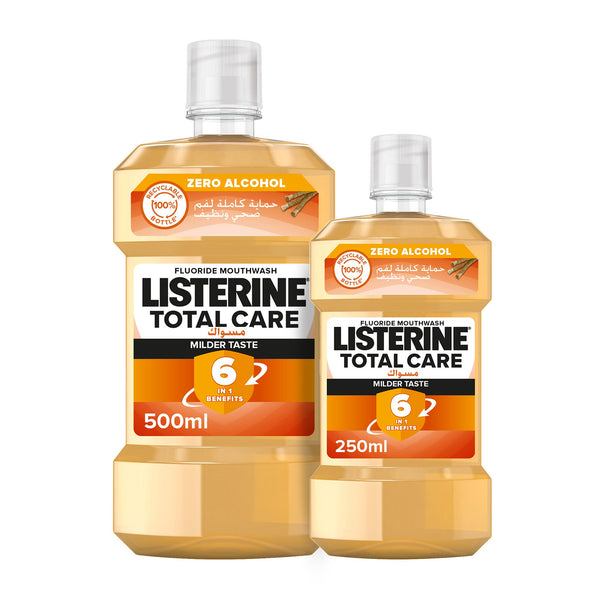 Listerine Miswak Alcohol-Free Mouthwash with Natural Miswak Extract 500 Ml + 250 Ml