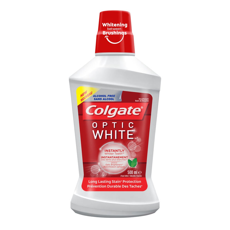 Colgate Optic White Alcohol-Free Mouthwash, Surface-Stain Protection, 500 ml