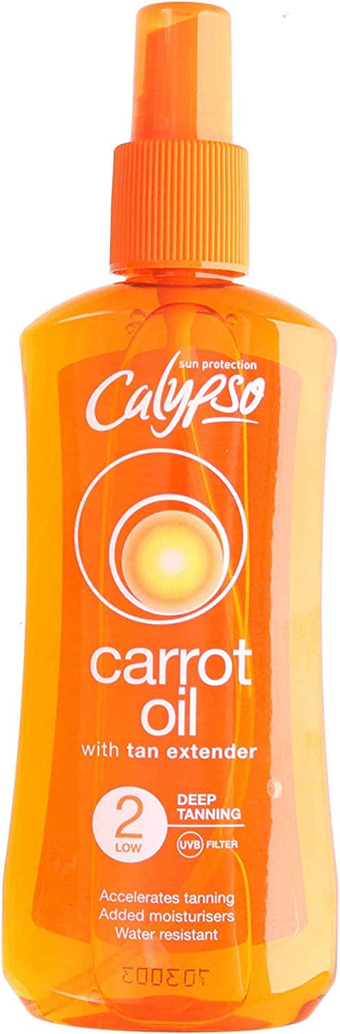 Calypso Deep Tanning Oil Spray SPF2 Carrot Oil Vitamins A & E 200ml