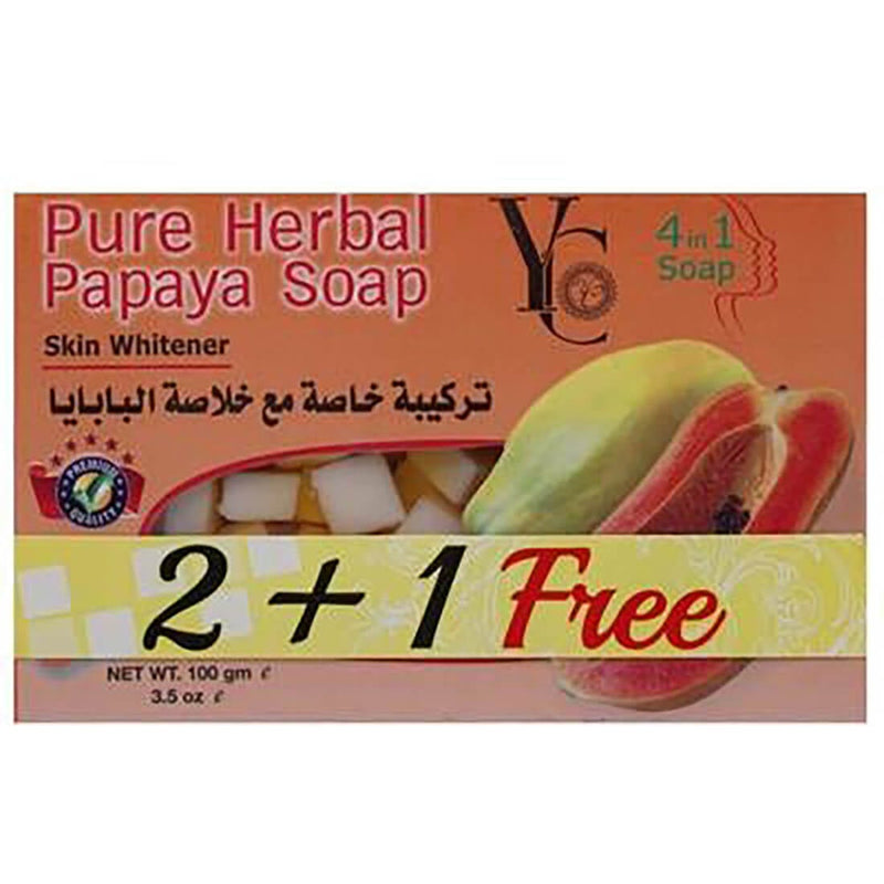 Yang Chain Pure Herbal Papaya Soap Bar Glycerin Moisturizing Fresh Herbal Fragrance 2+1 Promo Pack