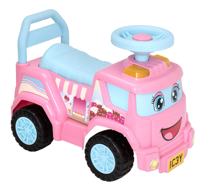 Evo Ice Cream Truck Foot-to-Floor Ride-On Toy, Pink, 20 kg Maximum User Weight