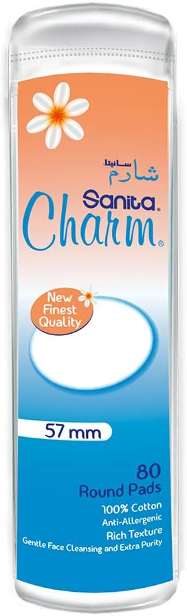 Sanita Charm Makeup Cotton Pads, Round, Pure Cotton