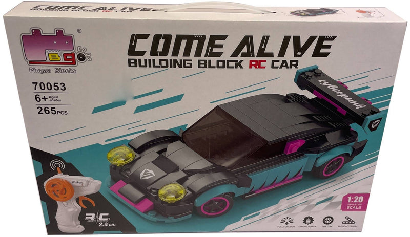 Pingao 1:20 Scale Cyberpunk RC Building Block Car, 2.4G Remote Control, 3.7V Lithium Battery, 265 Pieces