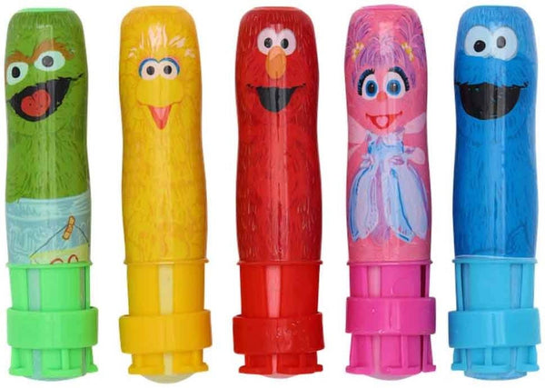 Sesame Street Chalk Holders with Washable Sidewalk Chalk, Refillable, 5-Piece Set