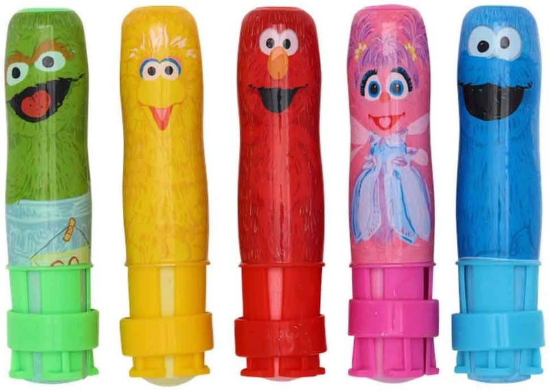 Sesame Street Chalk Holders with Washable Sidewalk Chalk, Refillable, 5-Piece Set