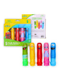 Sesame Street Chalk Holders with Washable Sidewalk Chalk, Refillable, 5-Piece Set