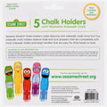 Sesame Street Chalk Holders with Washable Sidewalk Chalk, Refillable, 5-Piece Set