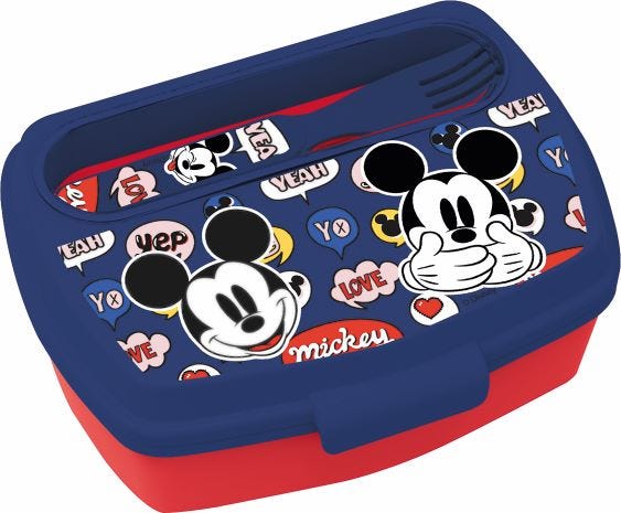 Disney Mickey Lunch Box With Spoon and Fork, BPA-Free, 800 ml