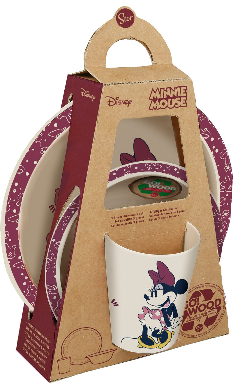 Disney Minnie Wood Meal Set BPA Free 3-Piece